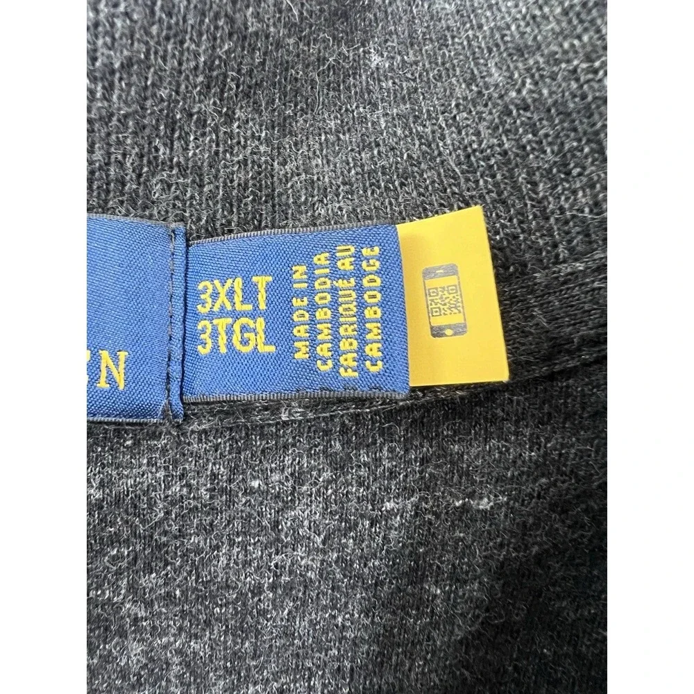 Polo Ralph Lauren Old Money Quarter Zip Pullover Mens 3XLT Quiet Luxury Gray